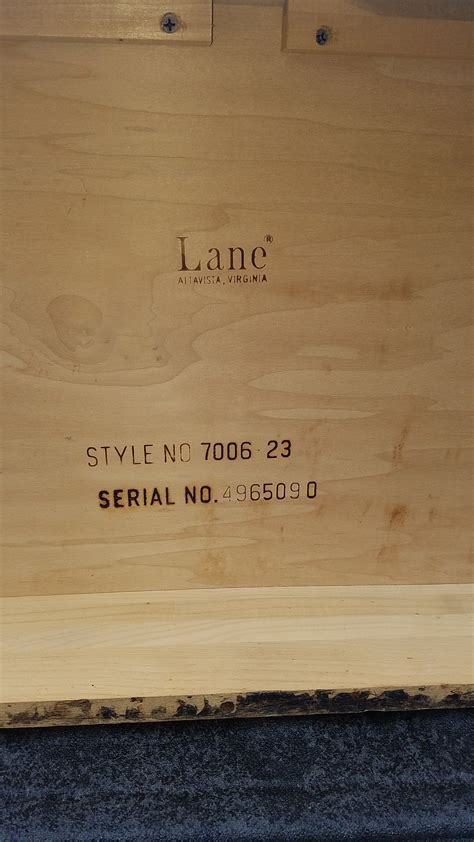 Those may interest you What is the value of a lane cedar chest from 1950 or 1960 I have a 1971 Lane Cedar chest, style no. . Vintage furniture serial number lookup